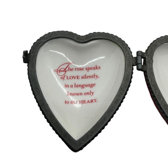 Hallmark Heart Trinket Box Porcelain Rose Painted Detail Retro Valentine Love - Picture 9 of 16